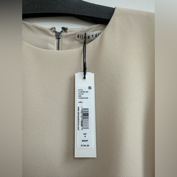 Alice + Olivia Coley Feather Dress in Cream - Picture 5 of 7